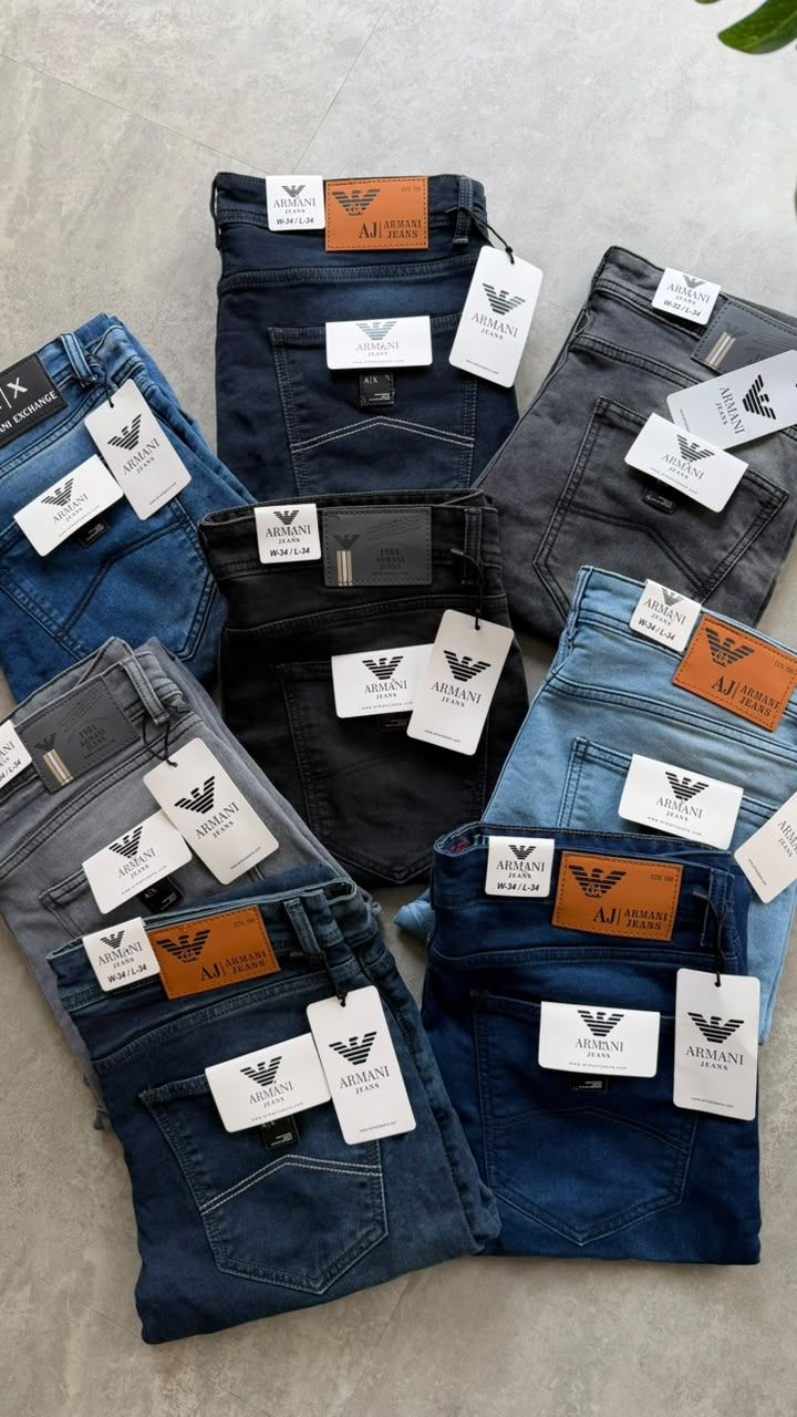 Armani High Gsm Knitted Stretchable Denim Fabric Slim Fit | Full Length Men's Denim Jeans - 60 Pc
