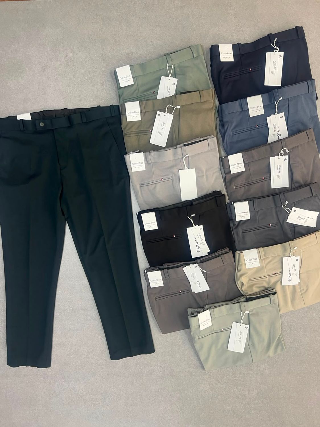 ( Big Size ) Calvin Blue Premium Quality 4 Way Peanut Heavy Lycra Men's Pants - 80 Pc