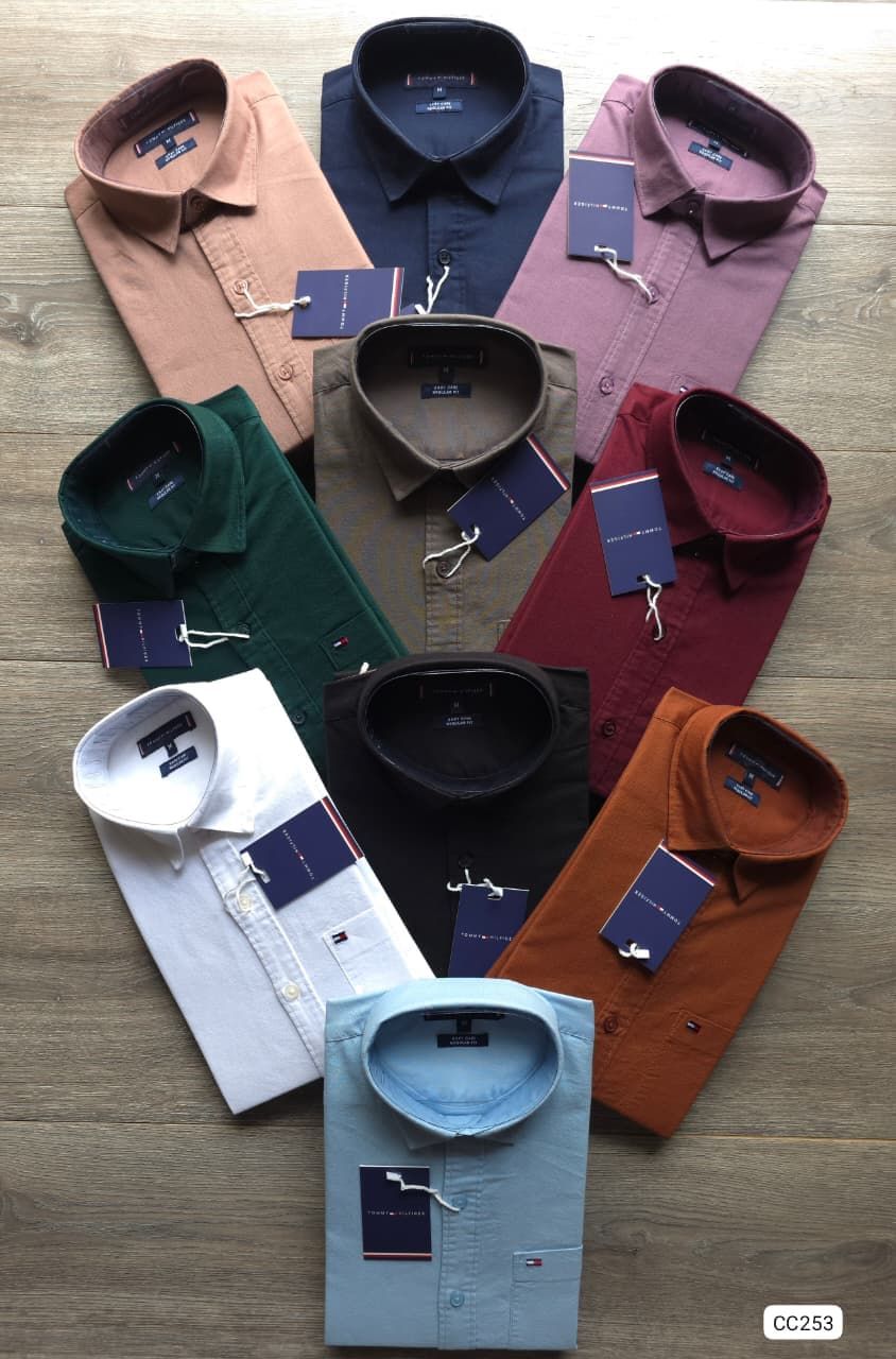 Tommy Hilfiger Premium Quality Cotton Oxford Collar Neck Full Sleeve Men's Shirt - 40 Pc