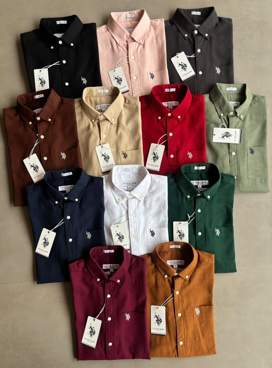 Us Polo Premium Quality Linen Tailored Collar Neck Full Sleeve Men's Shirt - 90 Pc