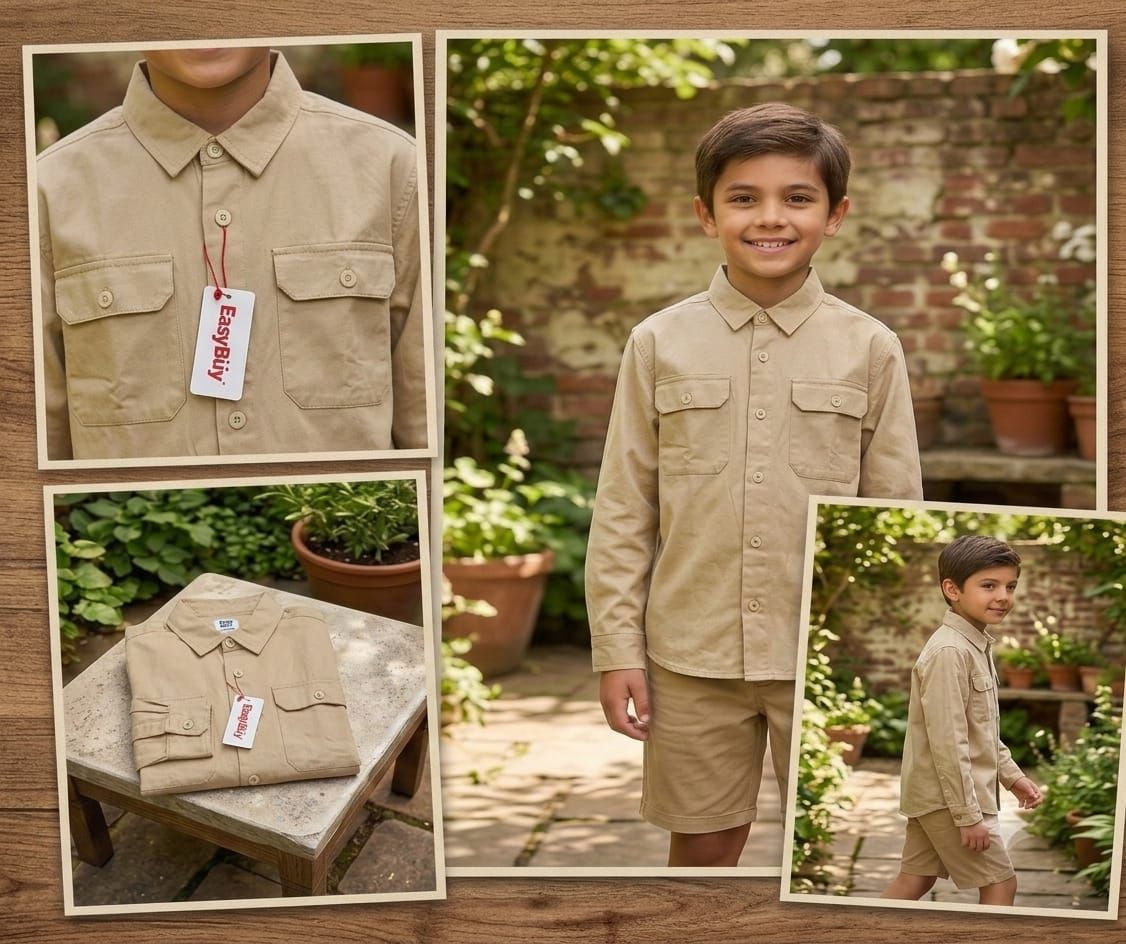 Kids Easy Buy Premium Quality Collar Neck Full Sleeve Kid's Denim Shirt - 100 Pc