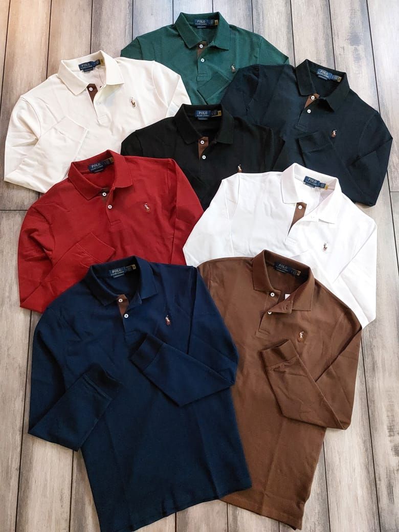 Ralph Lauren Premium Quality Collar Neck Full Sleeve Men's T-Shirt - 60 Pc