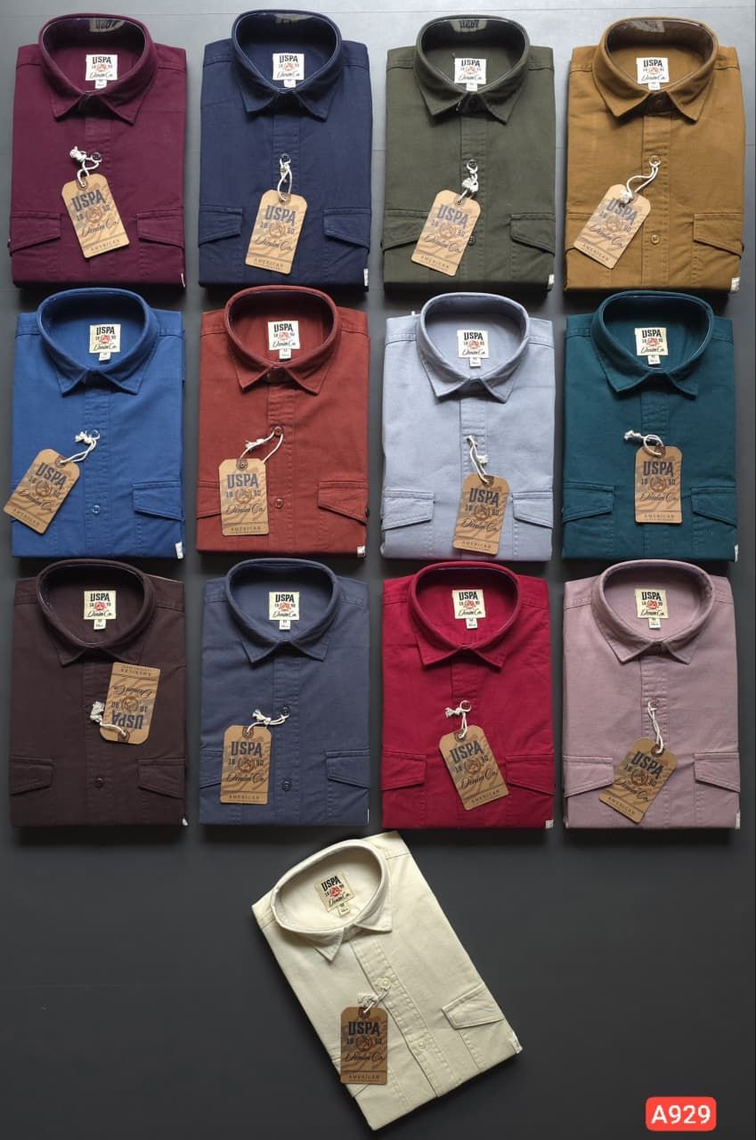 Us Polo Premium Quality Cotton Collar Neck Full Sleeve Men's Shirt - 56 Pc