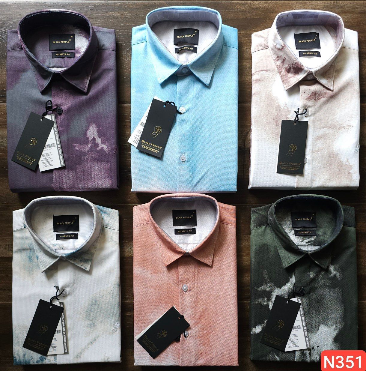 Black People Premium Quality Collar Neck Full Sleeve Men's Shirt - 54 Pc
