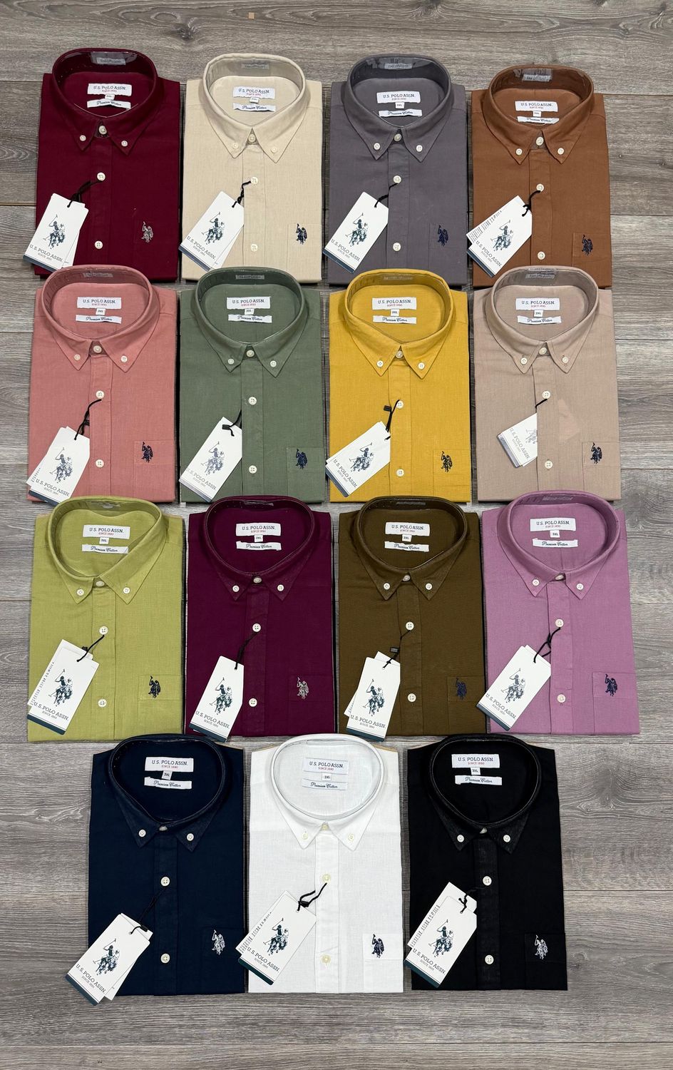 ( Big Size ) Us Polo Premium Quality Linen Collar Neck Full Sleeve Men's Shirt - 53 Pc