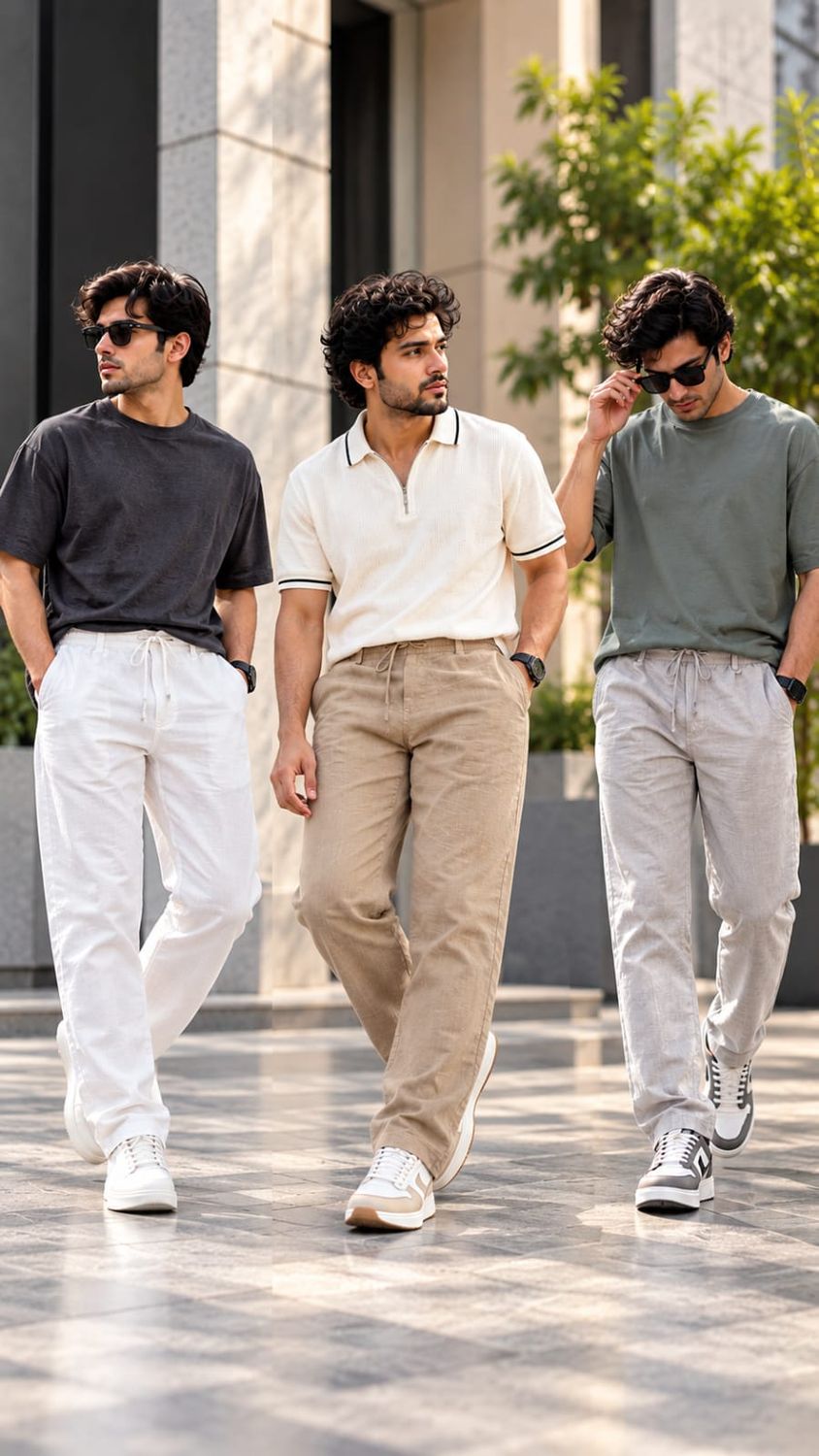 Refly Premium Quality Linen Loose Fit Ankle Length Men's Pant - 70 Pc
