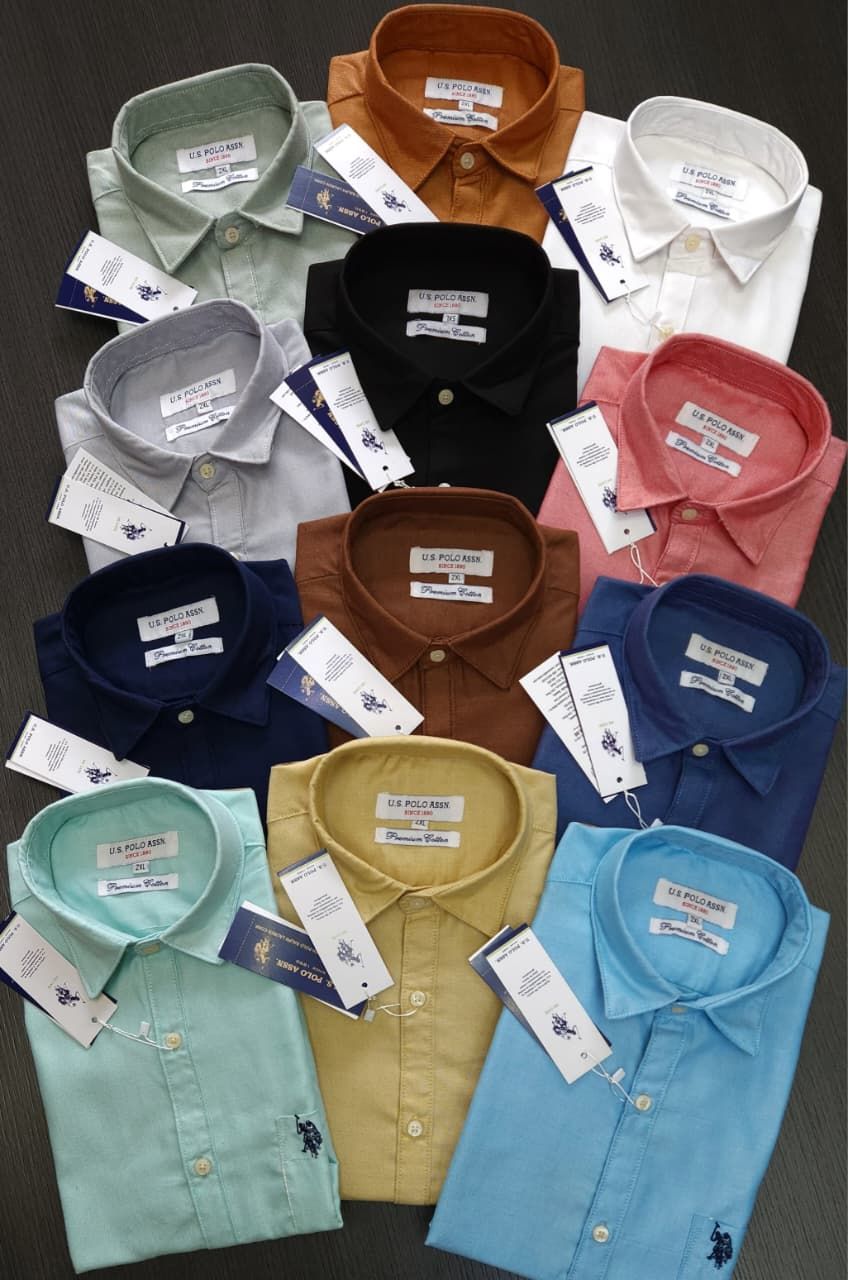 ( Big Size ) Us Polo Assn. Premium Quality Cotton Oxford Collar Neck Full Sleeve Men's Shirt - 52 Pc