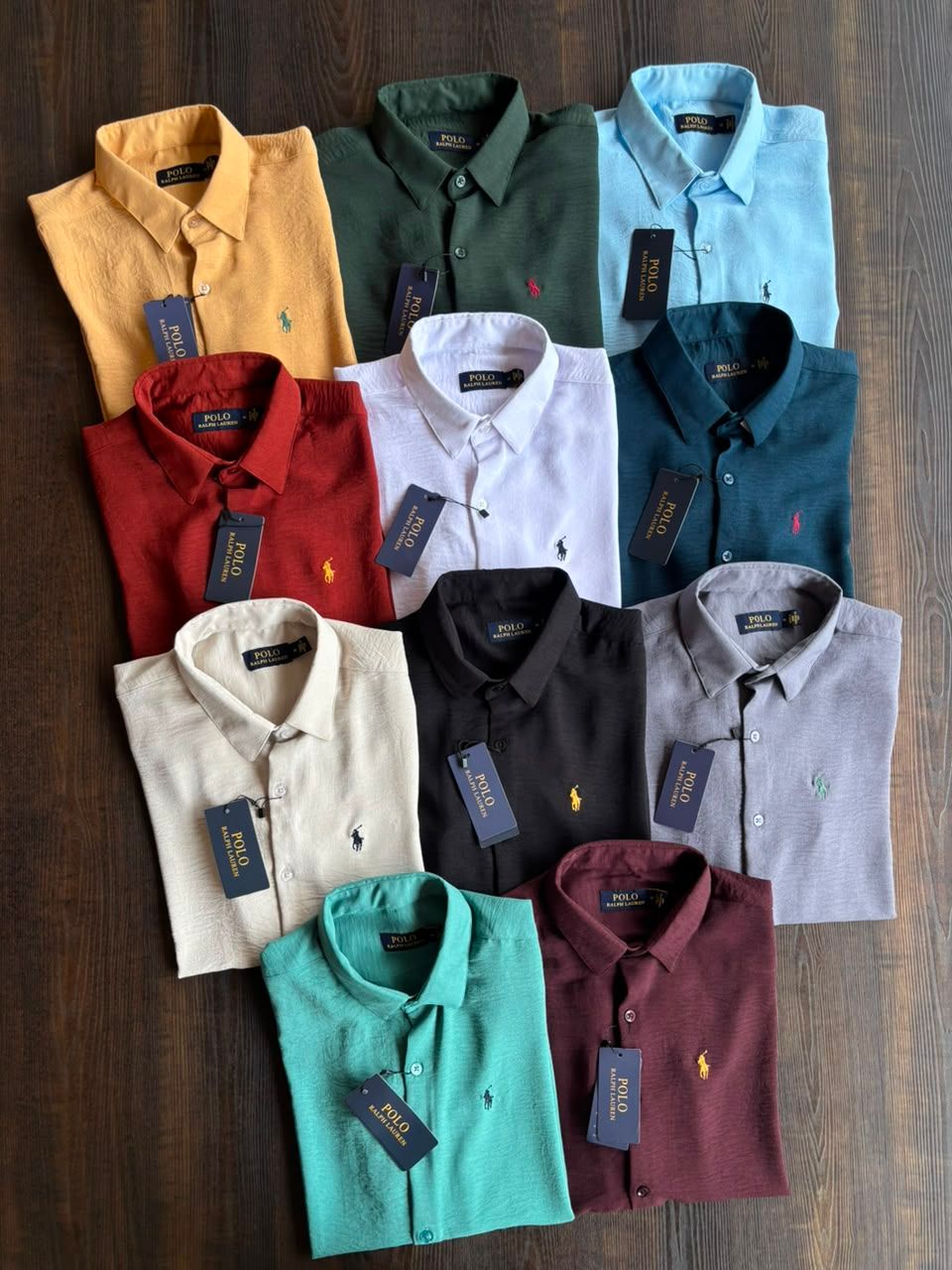 Ralph Lauren Premium Quality Tehsil Linen Collar Neck Full Sleeve Men's Shirt - 60 Pc