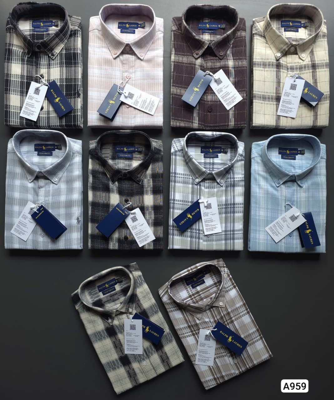 Ralph Lauren Premium Quality Cotton Chex Collar Neck Full Sleeve Men's Shirt - 42 Pc