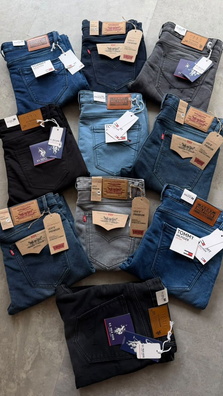 ( Big Size ) Multi Branded Premium Quality  Cotton Knitted Stretchable Men's Denim jeans - 94 Pc