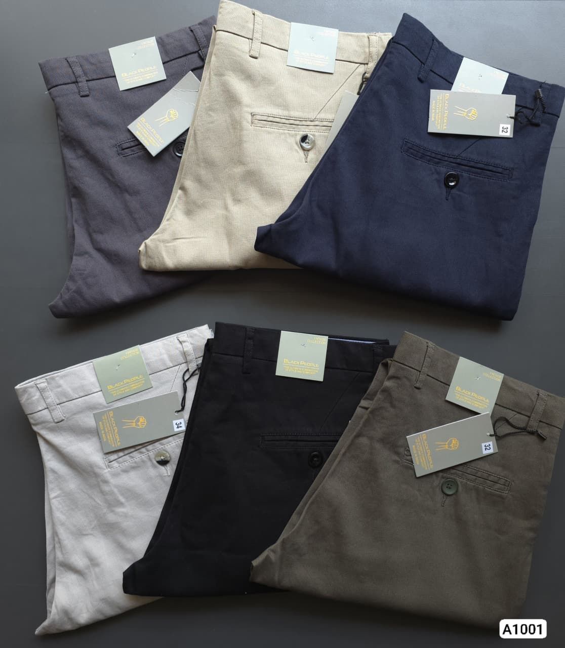 Black People Premium Quality Cotton Dobby Narrow Fit Men's Pant - 36 Pc