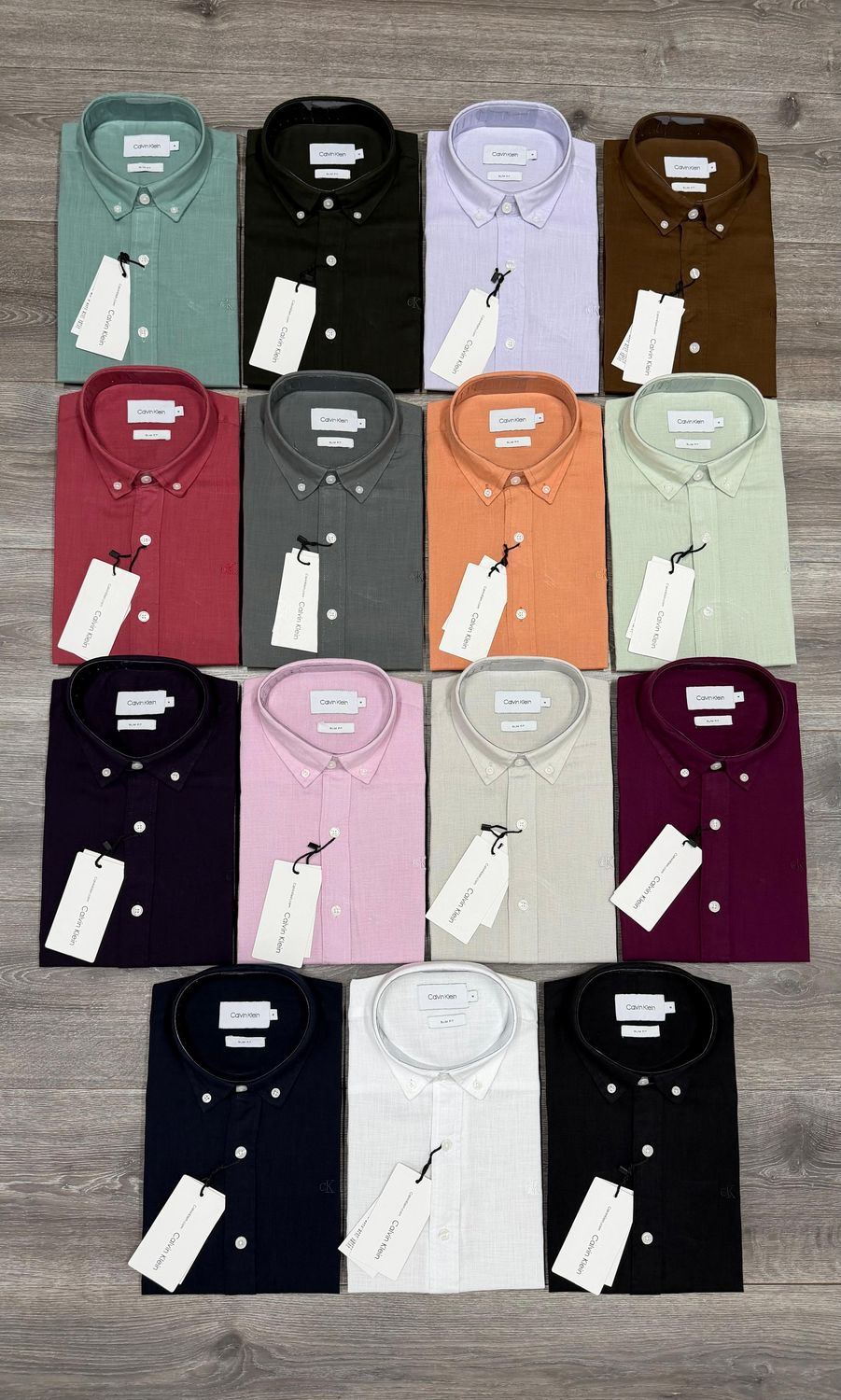 Calvin Klein Premium Quality Linen Collar Neck Full Sleeve Men's Shirt - 46 Pc