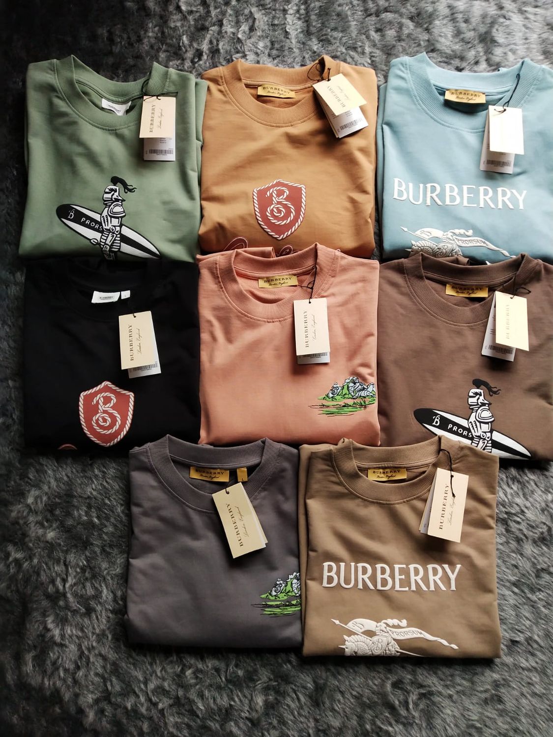 Burberry Premium Quality Pure Cotton Oversize Drop-Shoulder Round Neck Half Sleeve Men's T-Shirt - 54 Pc