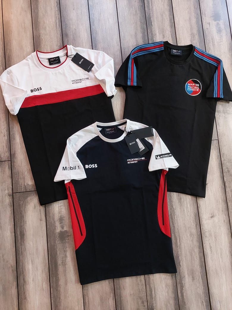 Boss x Porsche Premium Quality Cotton Lycra Round Neck Half Sleeve Men's T-Shirt - 52 Pc