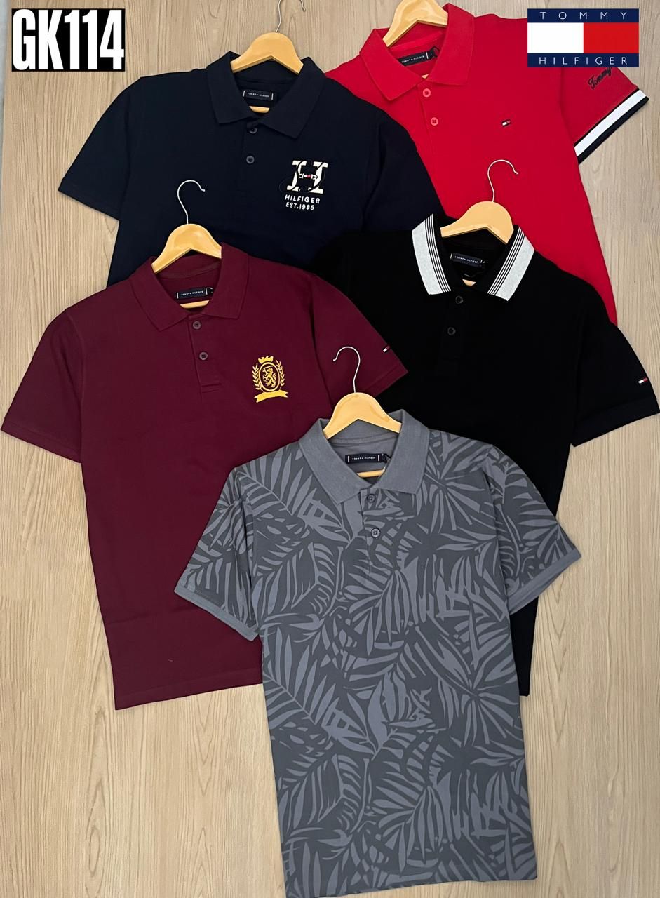 Tommy Hilfiger Premium Quality Cotton Collar Neck Half Sleeve Men's T-Shirt - 48 Pc
