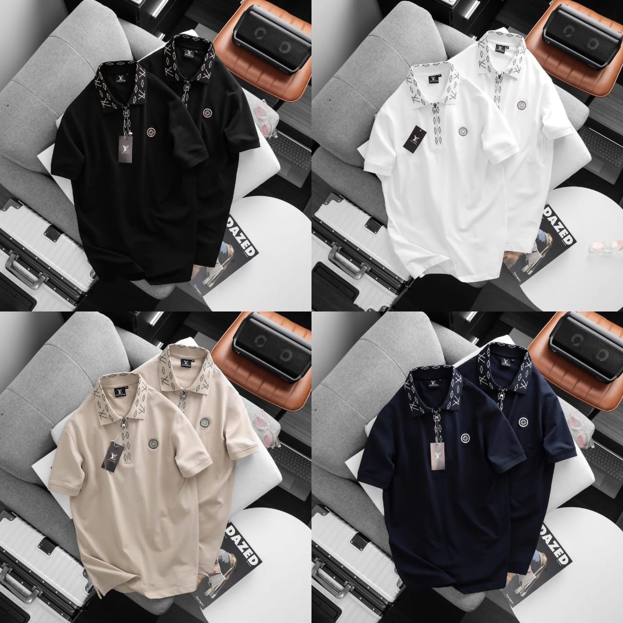 Louis Vuitton Premium Quality Cotton Collar Neck Half Sleeve Men's T-Shirt - 54 Pc