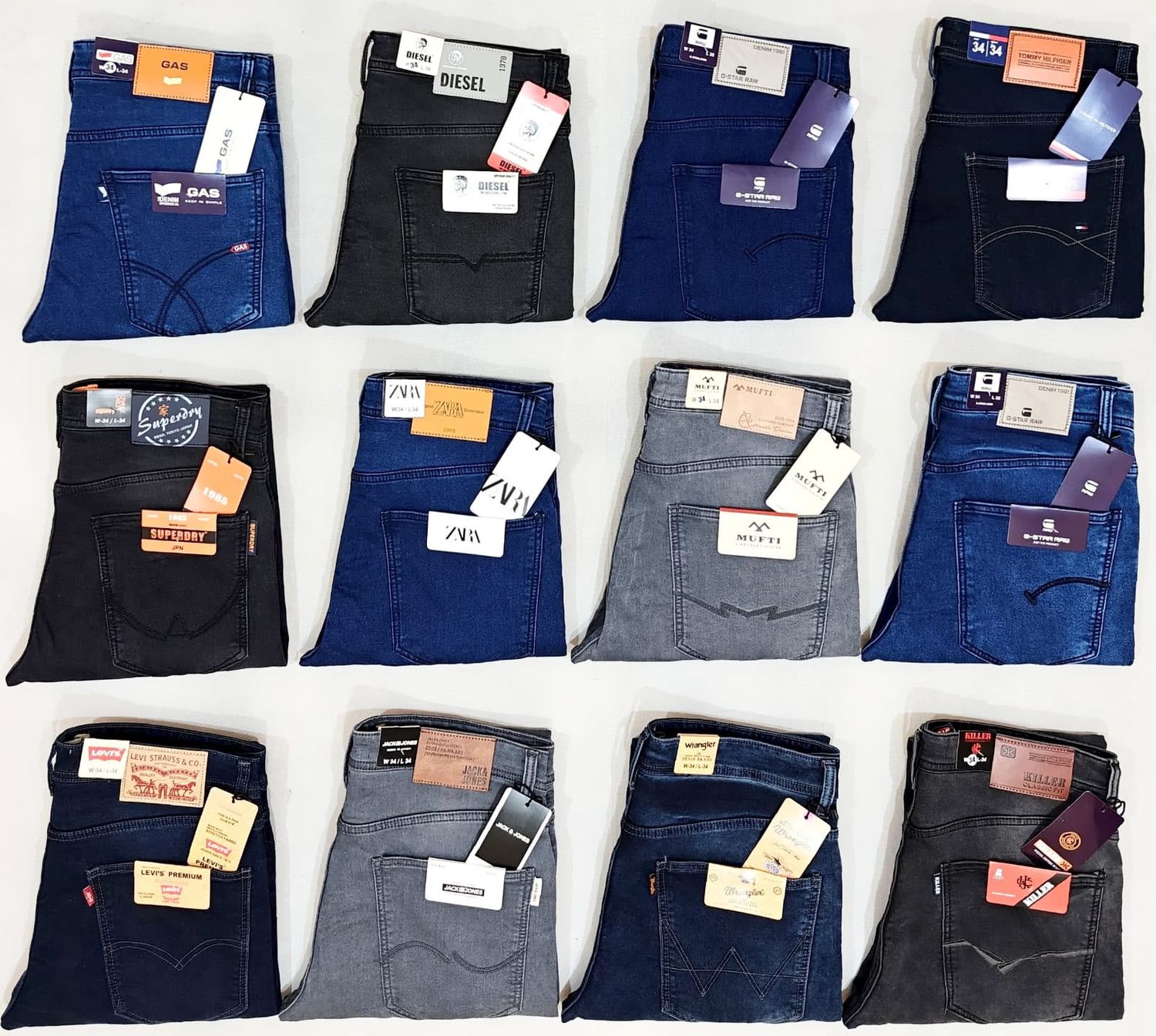 ( Big Size ) Multi Branded Premium Quality Lycra Peach Slim Fit Men's Jeans - 75 Pc