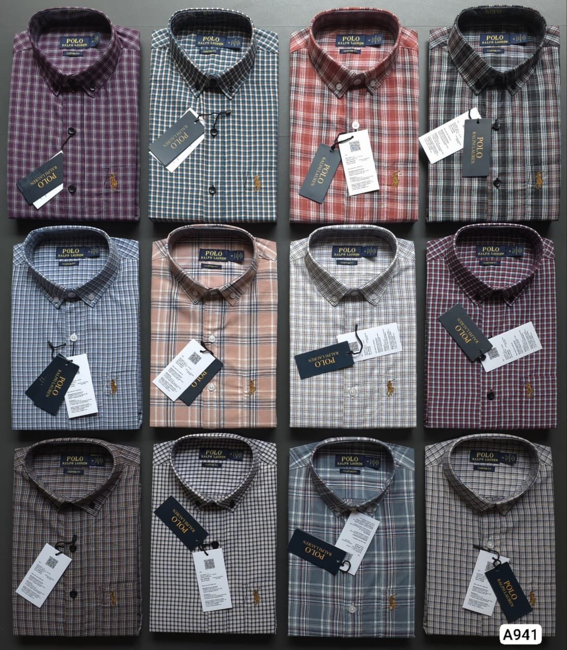 Ralph Lauren Premium Quality Collar Neck Full Sleeve Chex Men's Shirt - 37 Pc