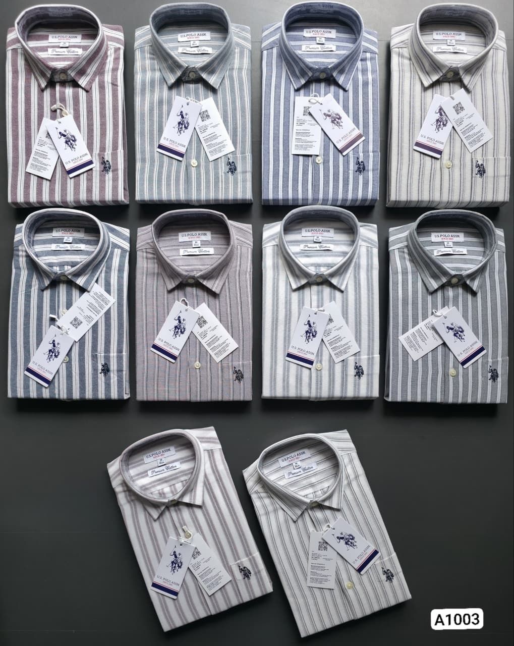 Us Polo Premium Quality Oxford Stripes Collar Neck Full Sleeve Men's Shirt - 41 Pc