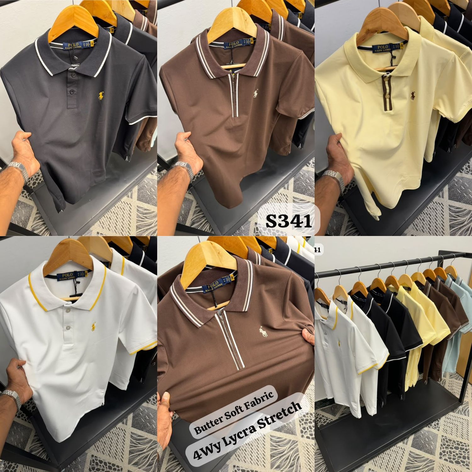 Ralph Lauren Premium Quality Cotton Collar Neck Half Sleeve Men's T-Shirt - 52 Pc