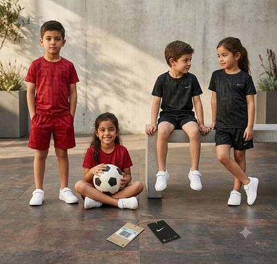 Nike Premium Quality Round Neck T-Shirt &amp; Shorts Kids Co-ord Set - 40 Set