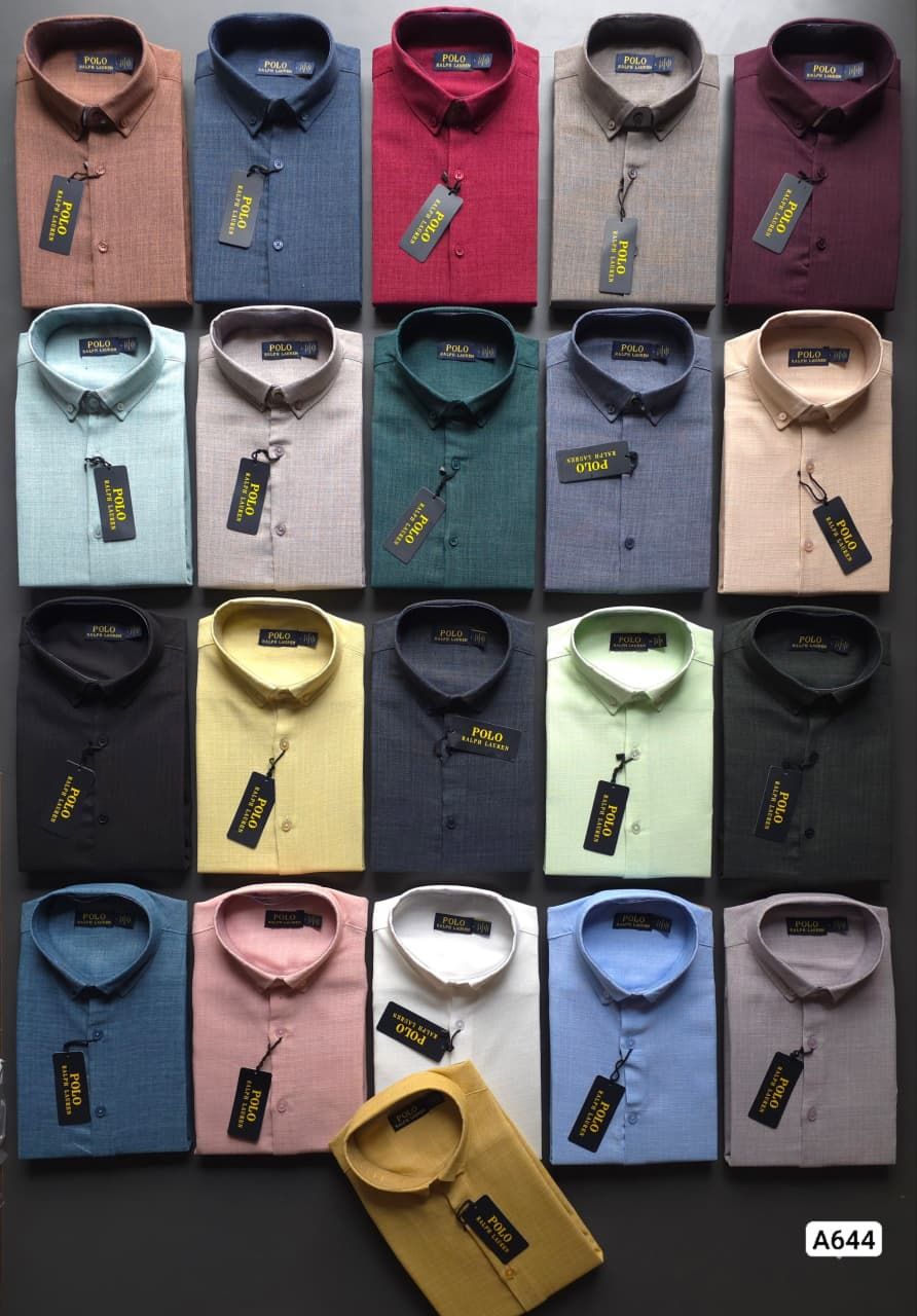 Ralph Lauren Premium Quality Imported Korean Linen Fabric Collar Neck Full Sleeve Men's Shirt - 63 Pc