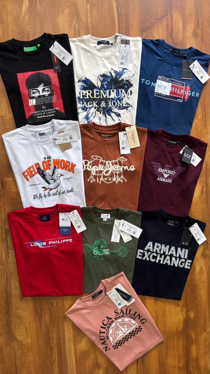 Multi Branded Premium Quality Round Neck Half Sleeve Men's T-Shirt - 54 Pc