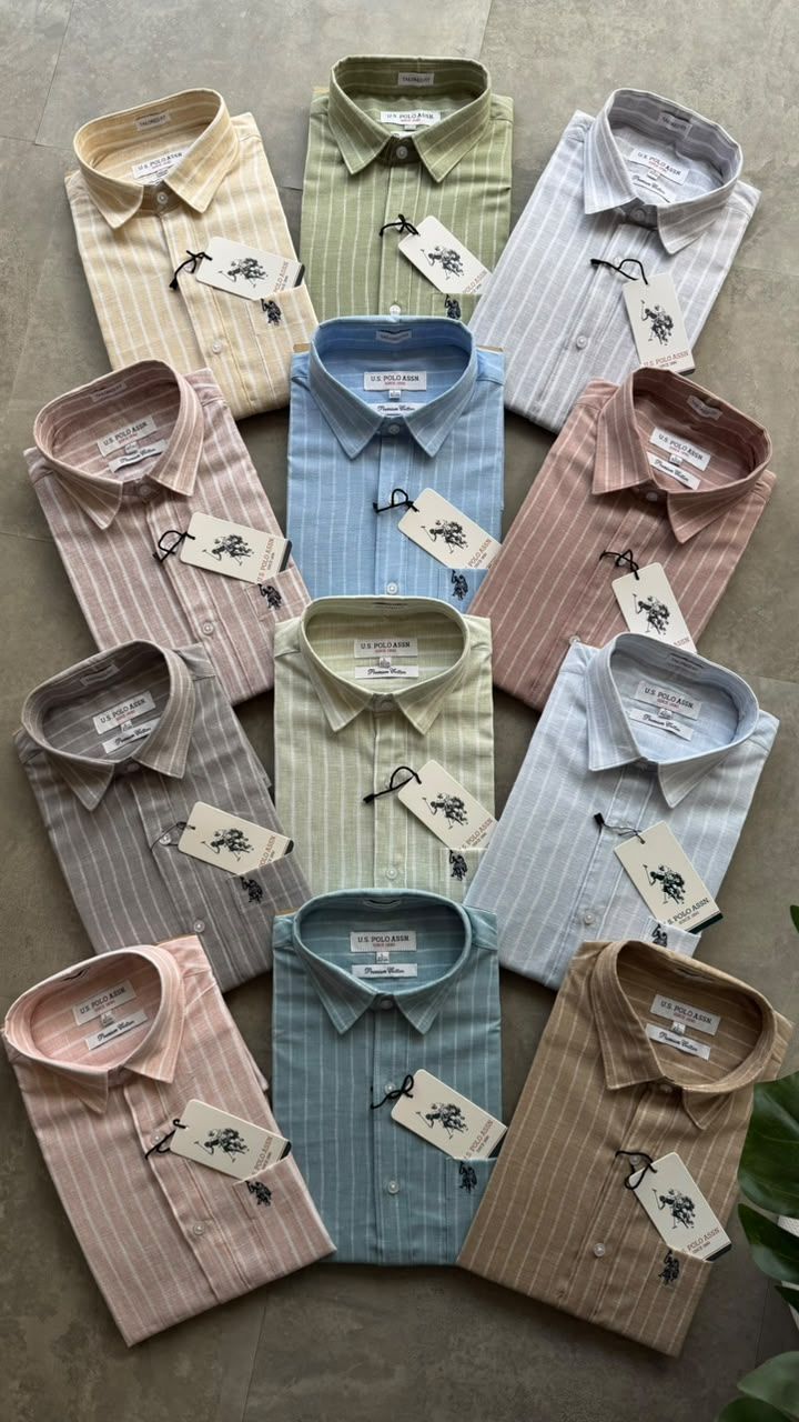 Us Polo Premium Quality Cotton Linen Collar Neck Full Sleeve Men's Shirt - 51 Pc