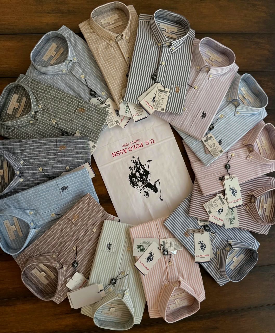 Us Polo Premium Quality Oxford Linen Collar Neck Half Sleeve Men's Shirt - 63 Pc
