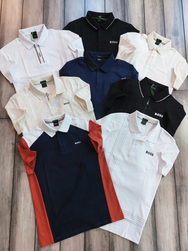 Boss Premium Quality Collar Neck Half Sleeve Men's T-Shirt - 68 Pc