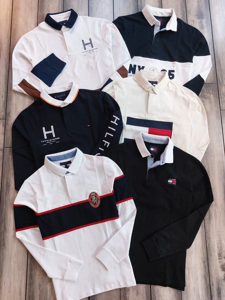 Tommy Premium Quality Collar Neck Full Sleeve Men's T-Shirt - 46 Pc