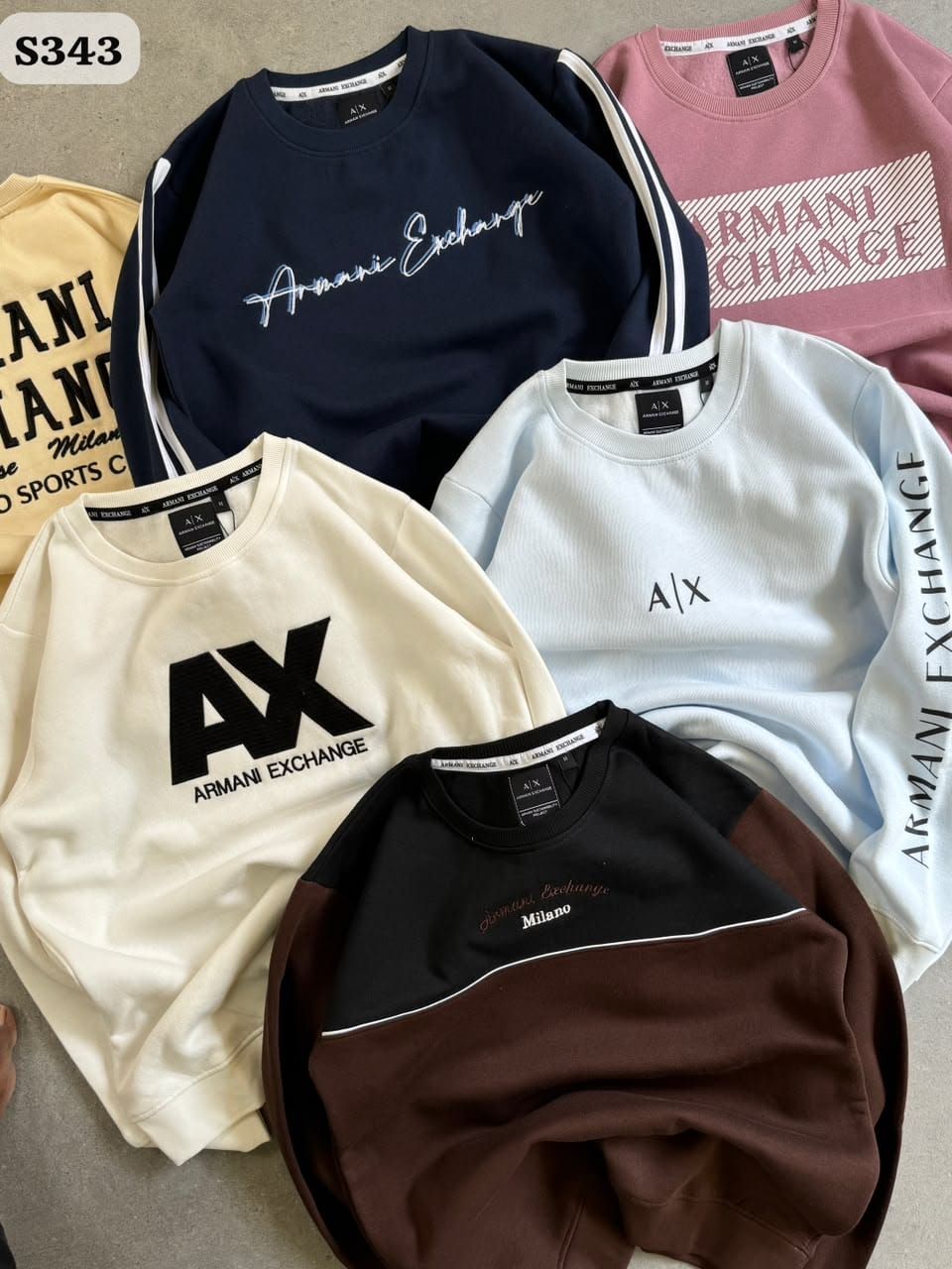 Armani Exchange  Premium Quality Pure Cotton Round Neck Full Sleeve Men's Pullovers - 60 Pc