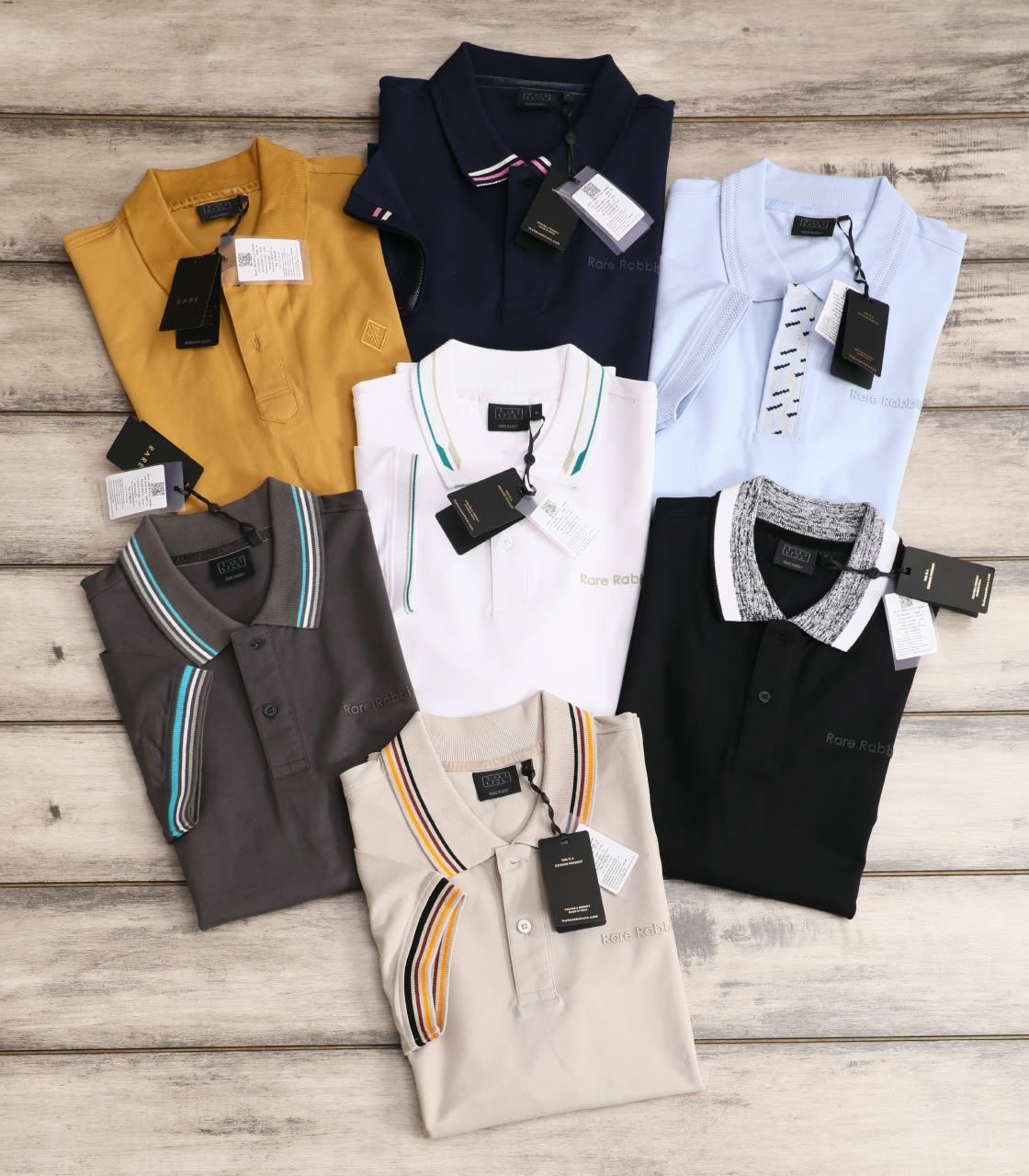 Rare Rabbit Premium Quality Pure Cotton Collar Neck Half Sleeve Men's T-Shirt - 47 Pc