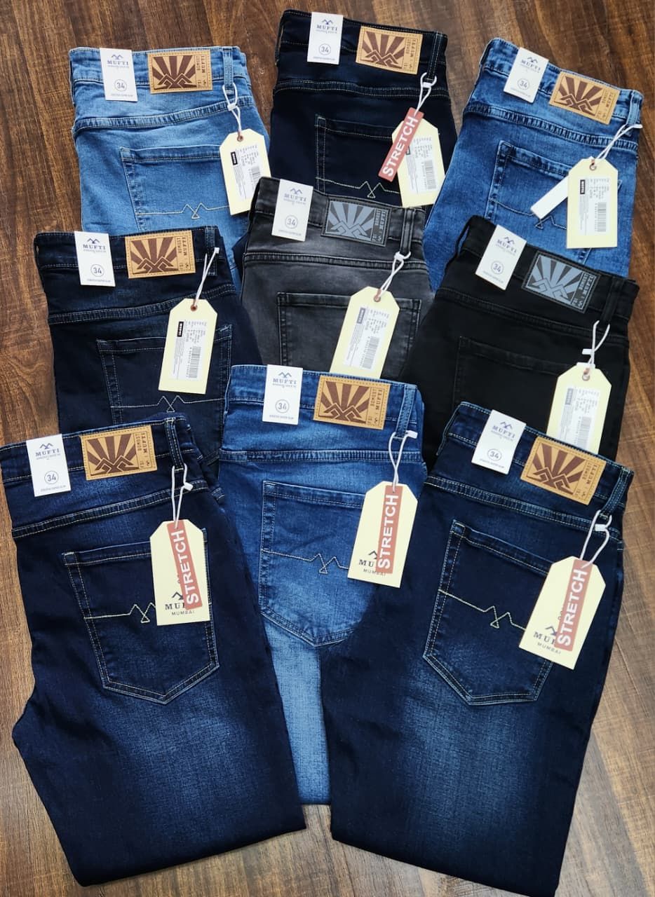 Mufti Premium Quality Twill Lycra 12 Onz from Arvind Mill Men's Denim Jeans - 65 Pc