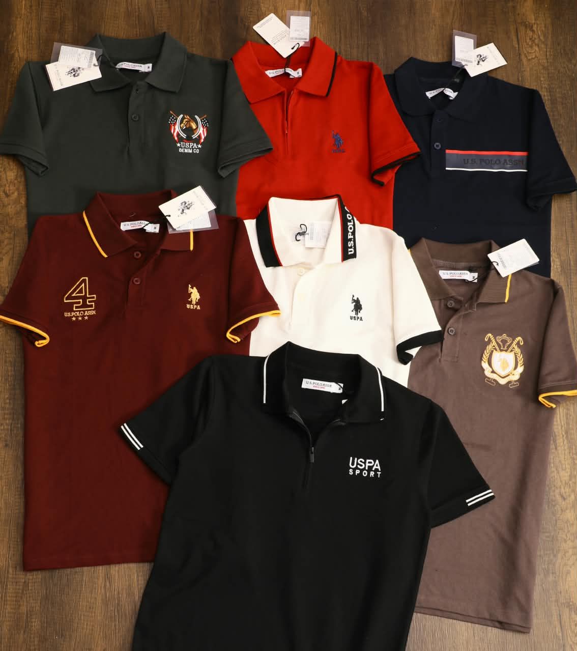Us Polo Premium Quality Collar Neck Half Sleeve Men's T-Shirt - 64 Pc