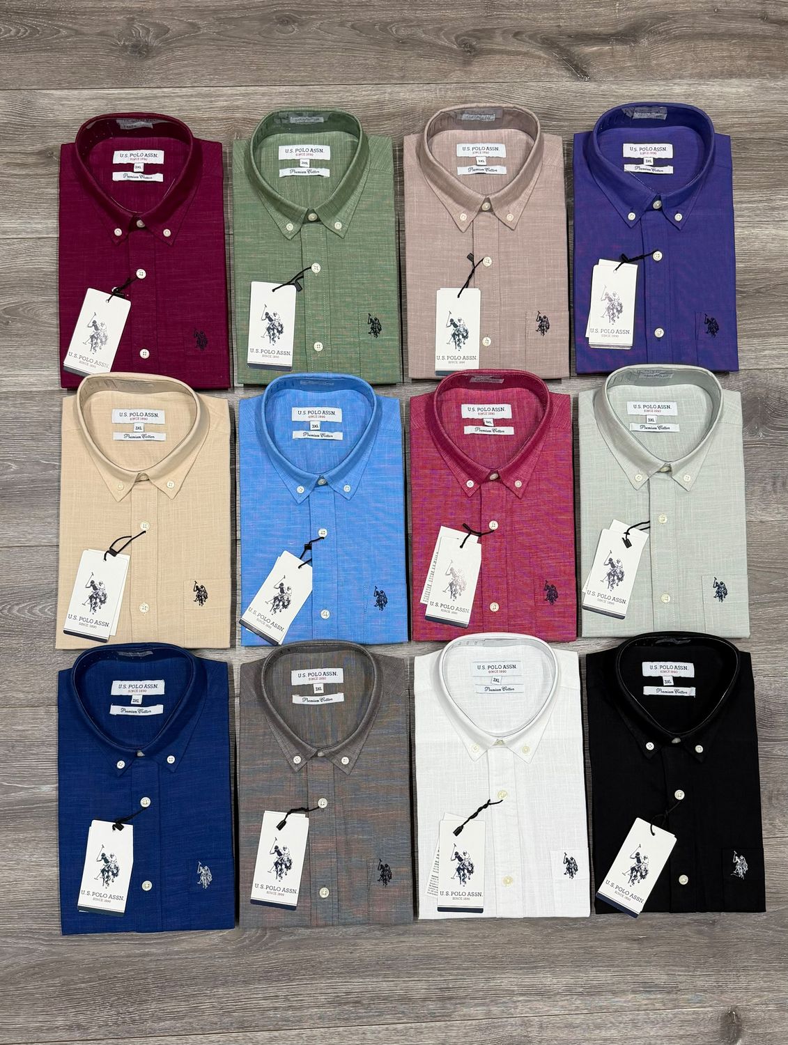 ( Big Size ) Us Polo Premium Quality Linen Collar Neck Half Sleeve Men's Shirt - 74 Pc