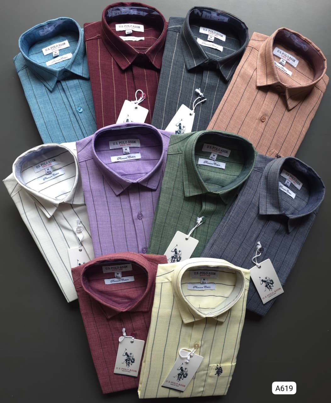 Us Polo Premium Quality Collar Neck Full Sleeve Men's Shirt - 32 Pc