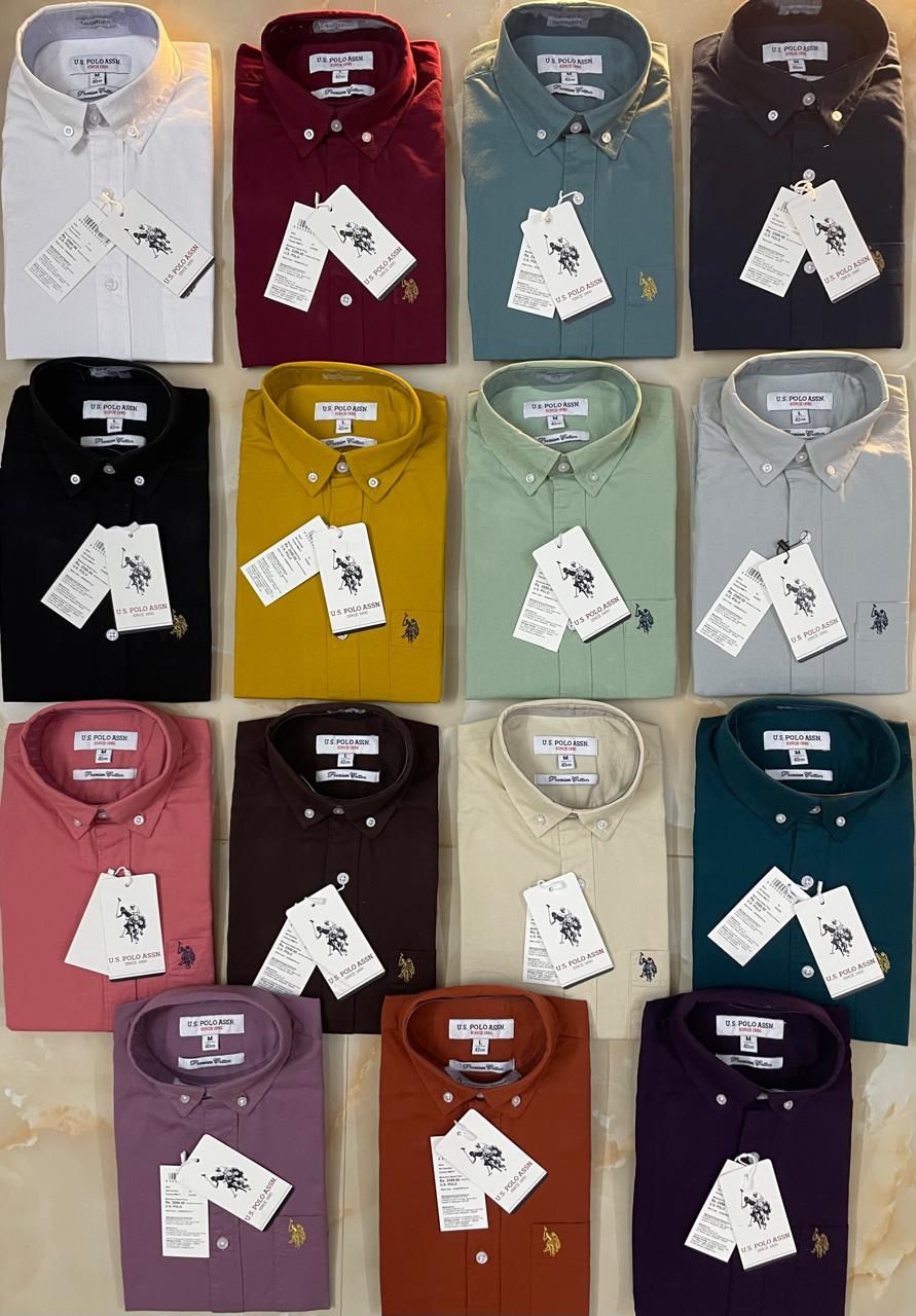 Us Polo Premium Quality Cotton Oxford Collar Neck Full Sleeve Men's Shirt- 75 Pc