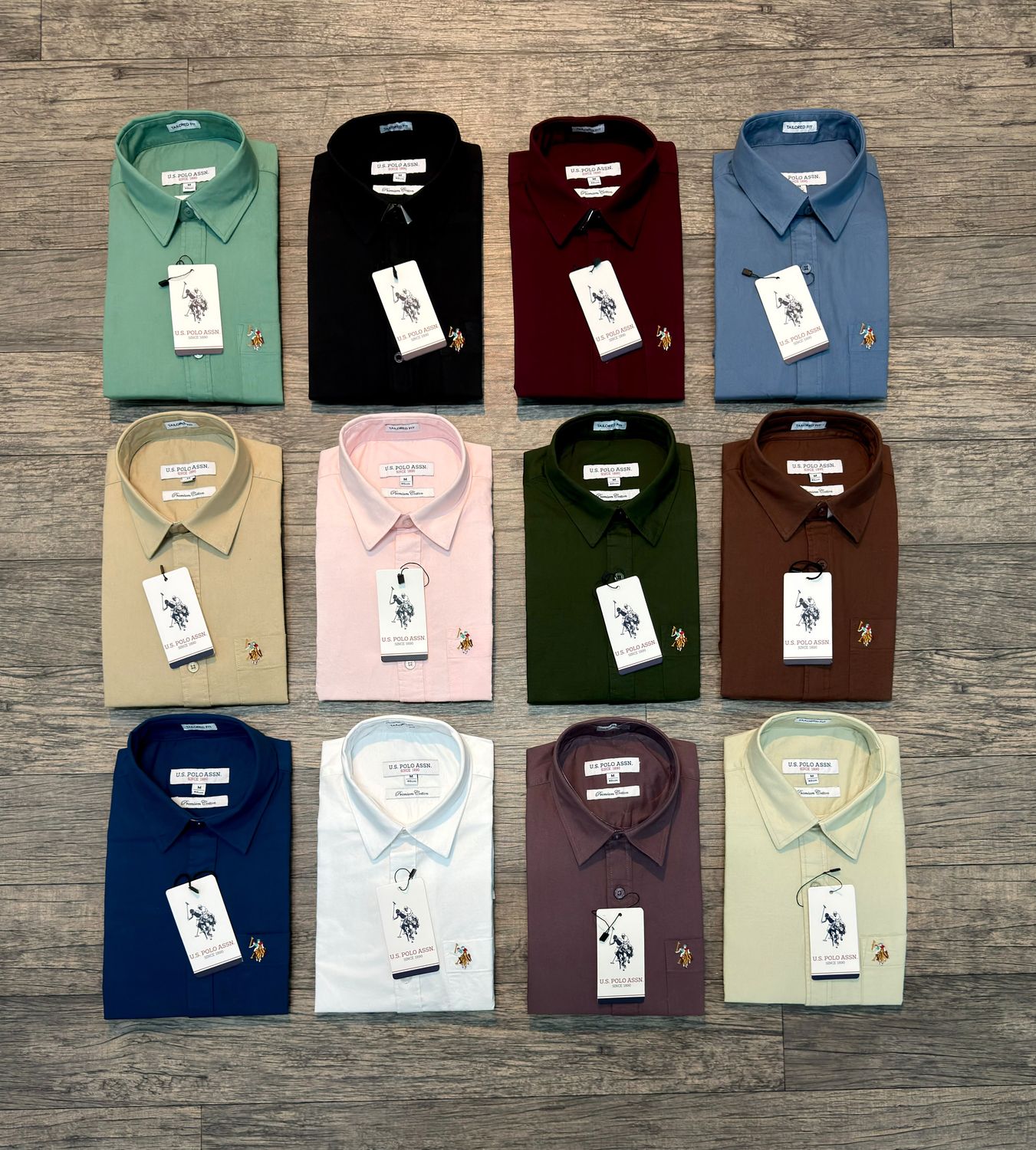 Us Polo Premium Quality Oxford Collar Neck Full Sleeve Men's Shirts - 52 Pc