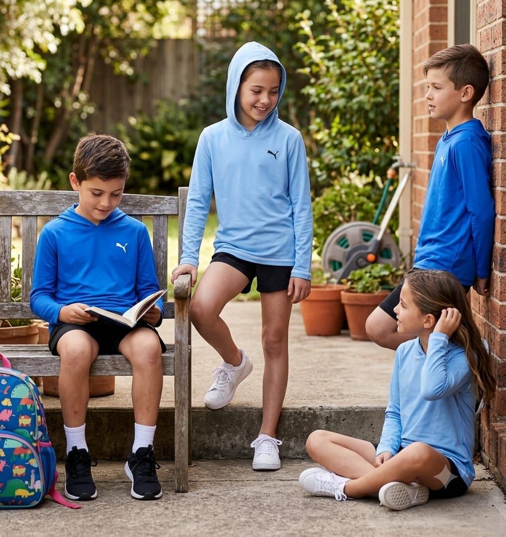 Kids Puma ( Unisex ) Premium Quality Dry-Fit Zurich Lycra Hooded Full Sleeve Kids T-Shirt - 40 Pc