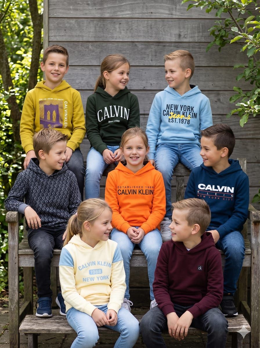 Kids Calvin Klein Premium Quality Cotton Hooded  Full Sleeve Kids Hoodie - 52 Pc