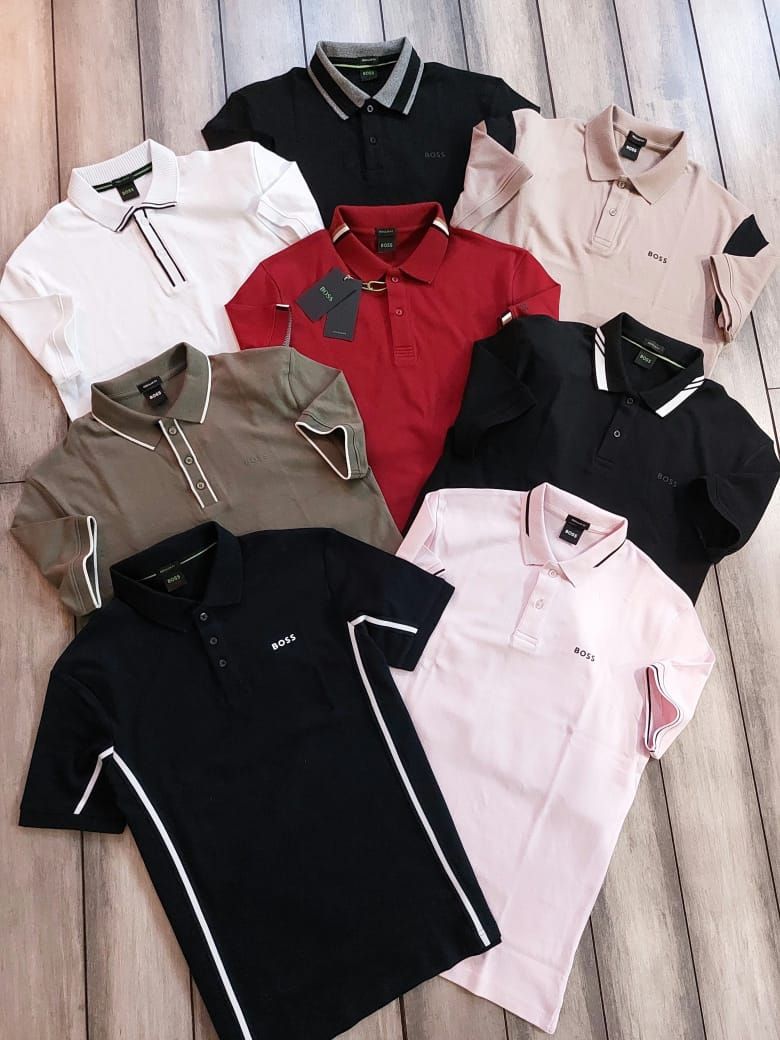Boss Premium Quality Collar Neck Half Sleeve Men's T-Shirt - 68 Pc