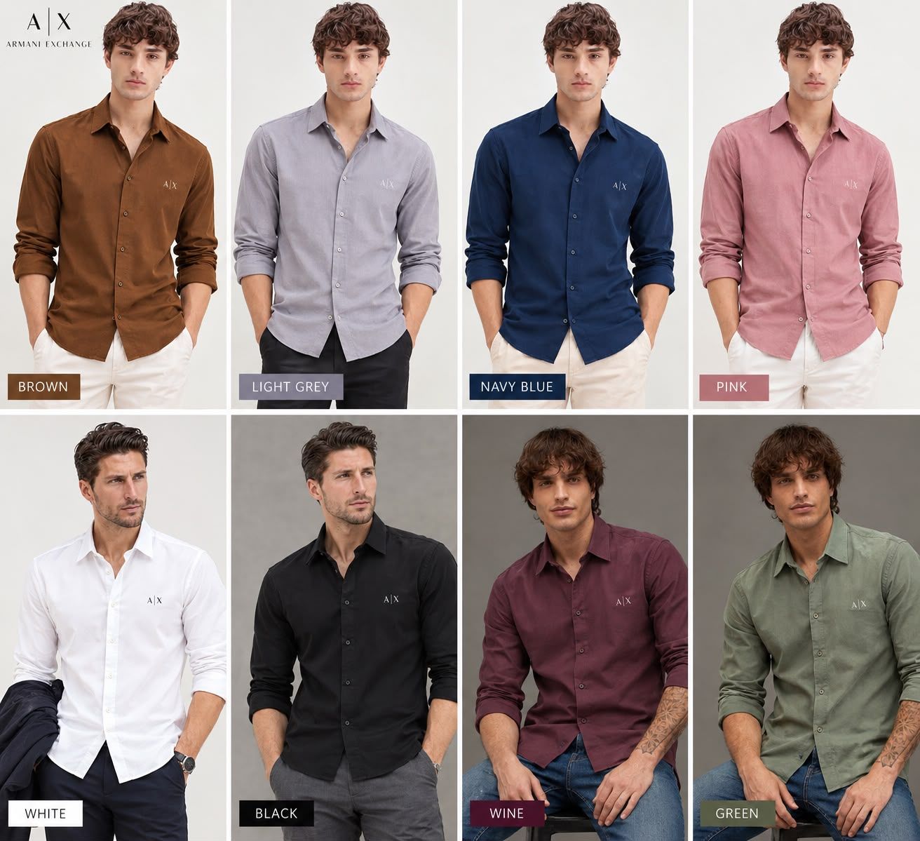 Armani Exchange Premium Quality Collar Neck Full Sleeve Men's Shirt - 60 Pc