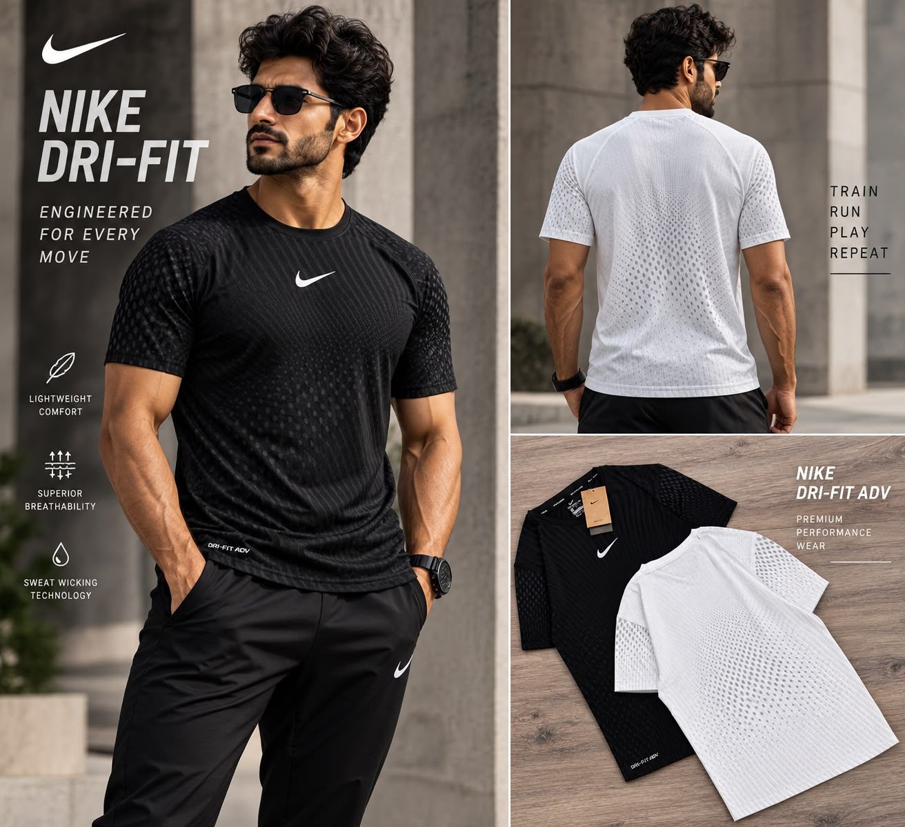 Nike Premium Quality Active Wear Polyester with Spandex Round Neck Half Sleeve Men's T-Shirt - 64 Pc