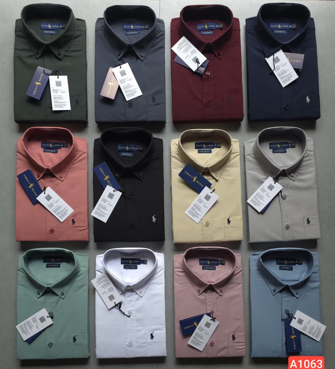 Ralph Lauren Premium Quality Oxford Plain Collar Neck Full Sleeve Men's Shirt - 50 Pc
