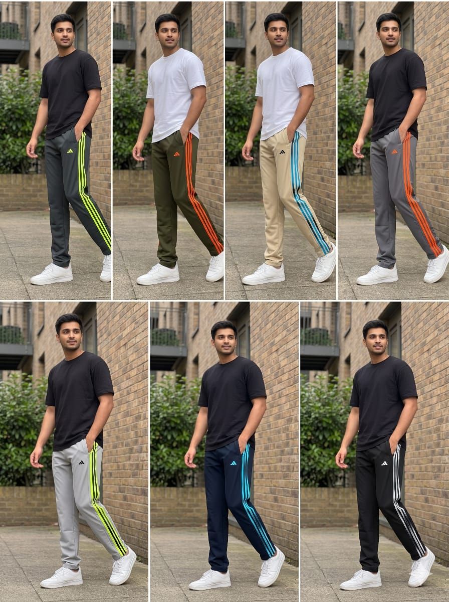 Adidas Premium Quality Ns Lycra Stretchable Both Side Zipper Pocket Men's Track Pant - 44 Pc