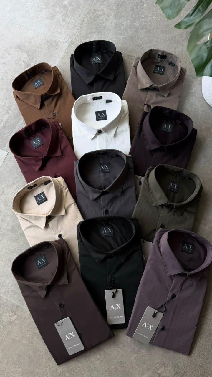 Armani Exchange Premium Quality Stretchable Collar Neck Full Sleeve Men's Shirt - 51 Pc