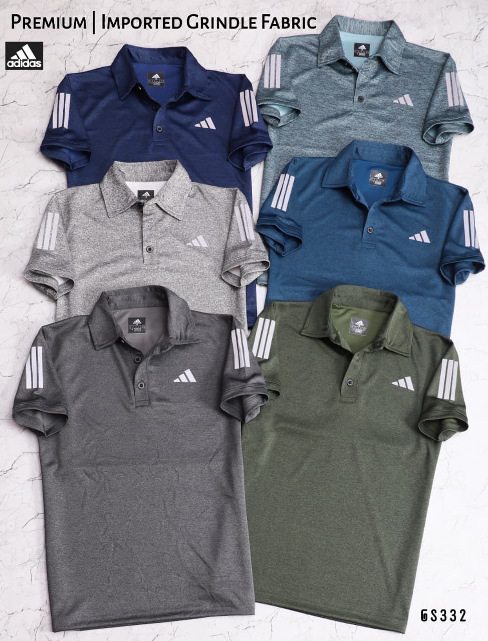 Adidas Premium Quality Active Wear Collar Neck Half Sleeve Men's T-Shirt - 56 Pc