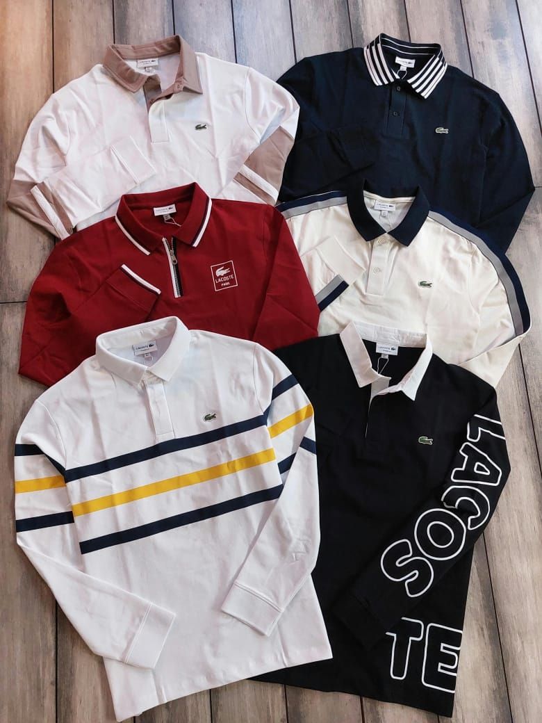 Men's Branded Premium Quality Collar Neck Full Sleeve Men's T-Shirt - 46 Pc