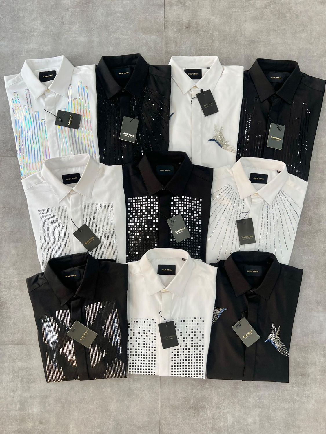 Rawman Premium Quality Cotton Satin Lycra Fabric Collar Neck Full Sleeve Designer Wear Men's Shirt - 43 Pc